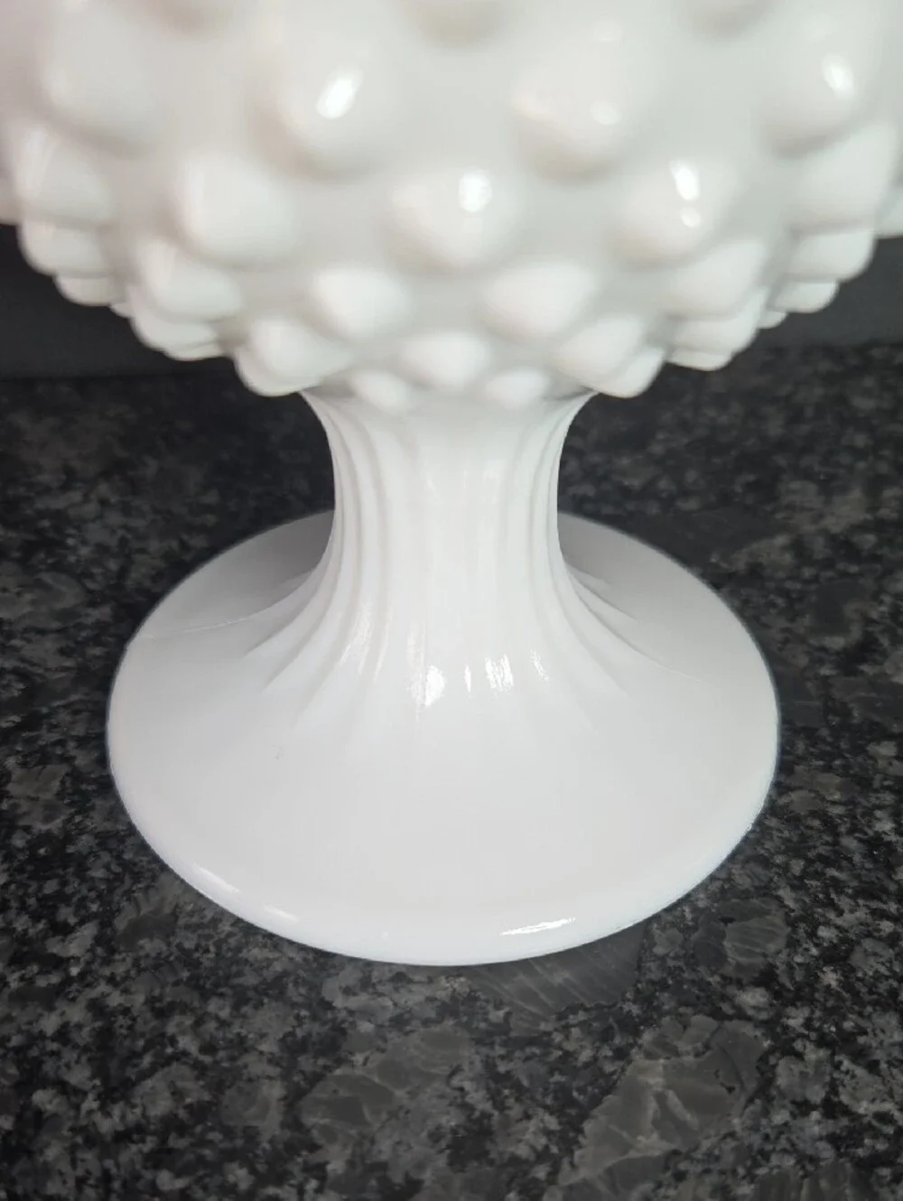 Vintage Fenton White Milk Glass Hobnail Pedestal Rose Bowl Vase